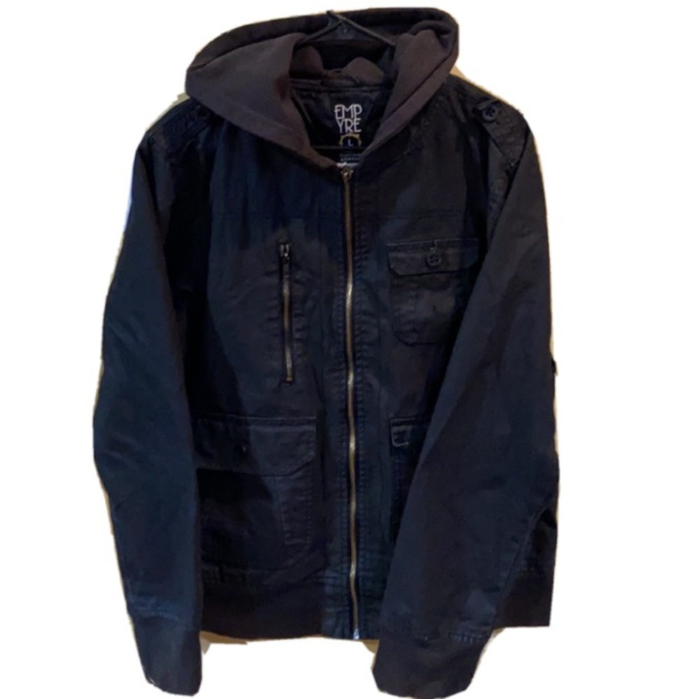 Empyre Surplus Y2K black hooded utility jacket size Large